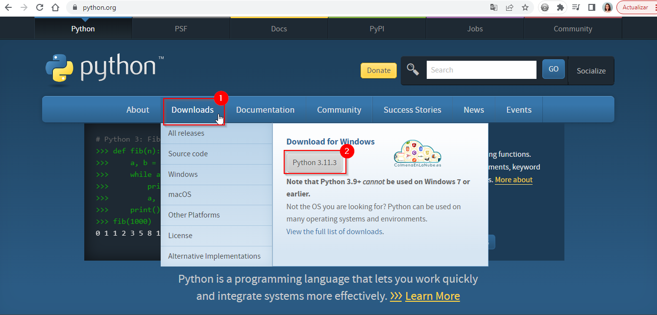 Ejecutable De Python Python: Instalación v3 - Colmena en la nube